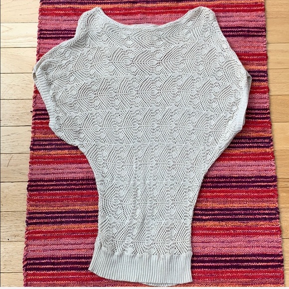 Boutique Brown Sweater with White Flower Lapel, Boho Angel Sleeve Sweater - Picture 8 of 8